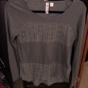 Grey Alya long sleeve shirt with lace detail